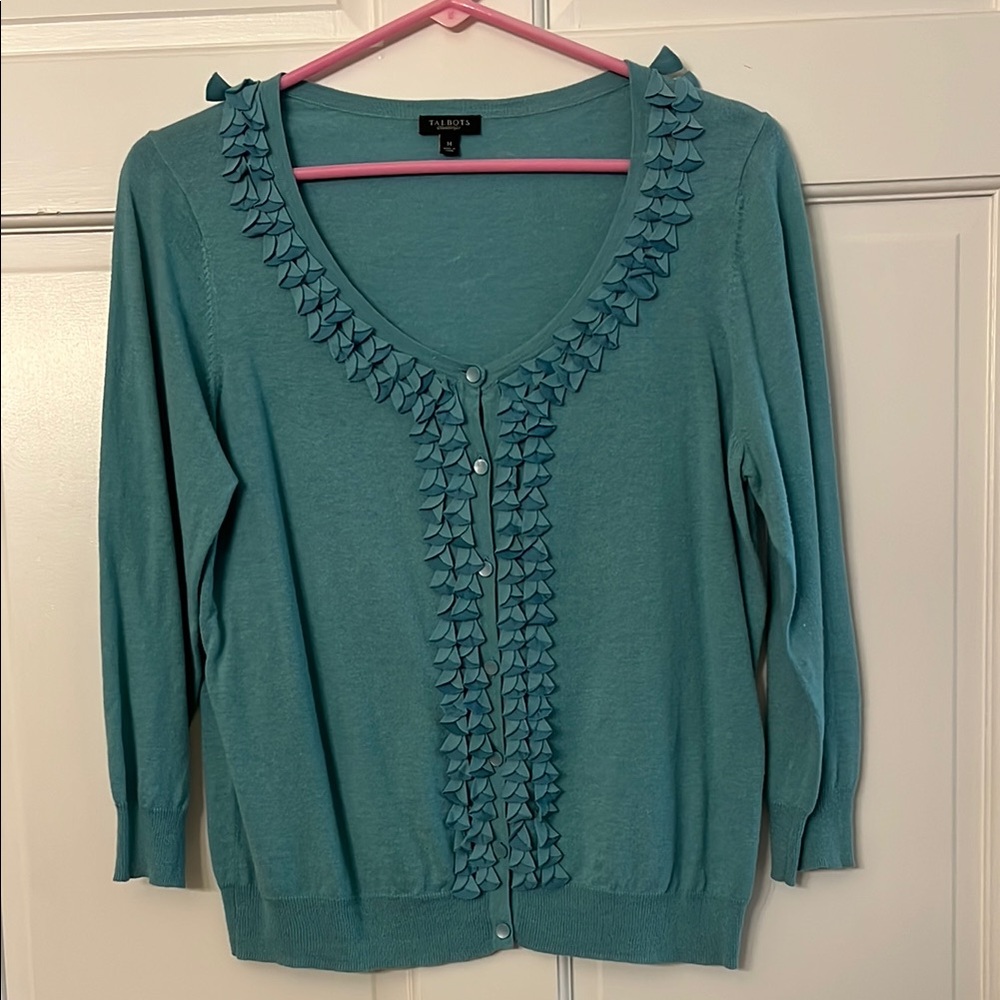 Talbots Cardigan Sweater with Small Ruffles Great Condition